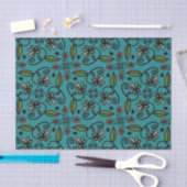 Mooie Bloemmotief Teal Tissuepapier (Craft)