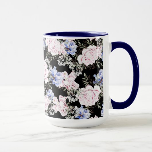 Mooie bloemmotiefrozen Iris roze blauw Mok (Rechts)