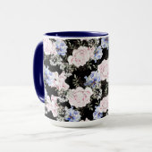 Mooie bloemmotiefrozen Iris roze blauw Mok (Voorkant links)