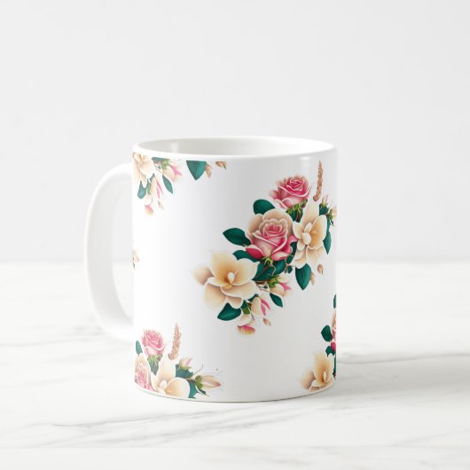 Mooie bloemontwerp kunst voor mokken, glas, koffiemok (Voorkant links)