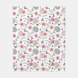 Mooie bloempatroon fleece deken