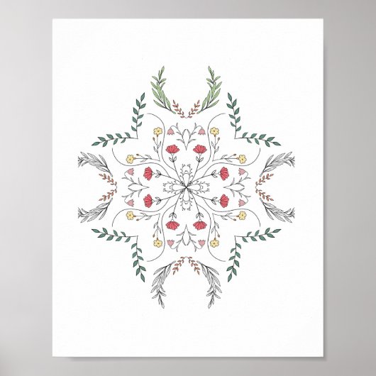Mooie bloempatroon, mandala poster (Voorkant)
