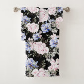 Mooie Bloempatroon Rozen Iris Roze Blauw Bad Handdoek (Insitu)