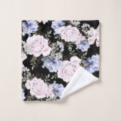Mooie Bloempatroon Rozen Iris Roze Blauw Bad Handdoek (Wasdoekje)