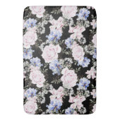 Mooie Bloempatroon Rozen Iris Roze Blauw Badmat (Voorkant Verticaal)