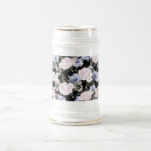 Mooie Bloempatroon Rozen Iris Roze Blauw Bierpul (Center)