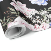 Mooie Bloempatroon Rozen Iris Roze Blauw Cadeaupapier (Rol Hoek)