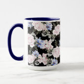 Mooie Bloempatroon Rozen Iris Roze Blauw Mok (Links)