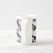 Mooie Bloempatroon Rozen Iris Roze Blauw Porselein Kop (Achterkant)