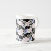 Mooie Bloempatroon Rozen Iris Roze Blauw Porselein Kop (Voorkant rechts)