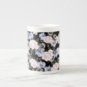 Mooie Bloempatroon Rozen Iris Roze Blauw Porselein Kop (Voorkant)