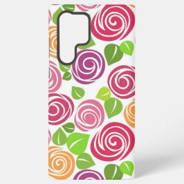 Mooie Bloempatroon Rozen Samsung Galaxy Hoesje