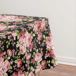 Mooie bloempatroonrozen met groen blad tafelkleed