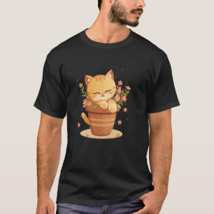 Mooie Bloempot Kat voor Tuinman en bloeiende Zee T-shirt