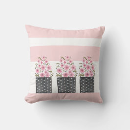 Mooie Bloempotten In Roze Droom Kussen