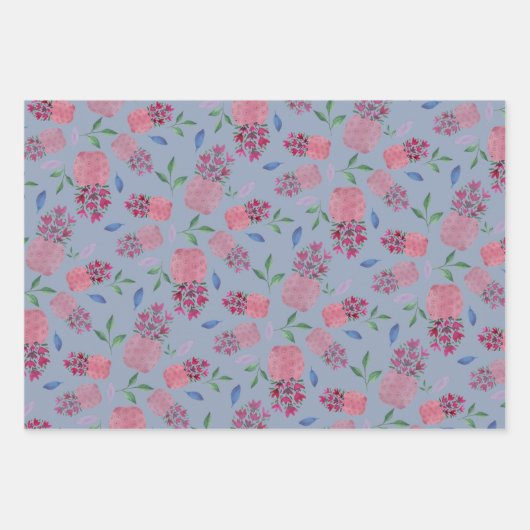 Mooie Bloempotten Waterverf in Blush Inpakpapier Vel (Voorkant 3)