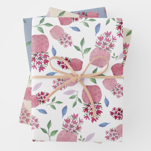 Mooie Bloempotten Waterverf in Blush Inpakpapier Vel (In situ)