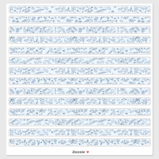 Mooie bloemranden in Boho-blauw Sticker (Vel)