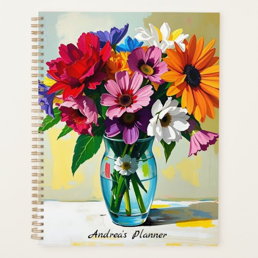 Mooie bloemrijke botanische gepersonaliseerde planner (Voorkant)