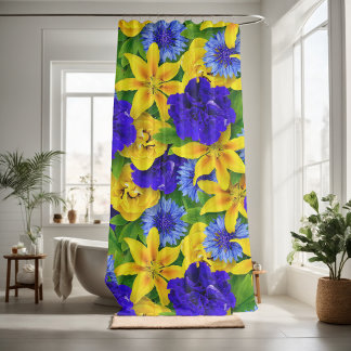 Mooie bloemrijke decoratieve opvallende  douchegordijn