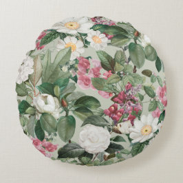 Mooie bloemrijke decoratieve opvallende  rond kussen