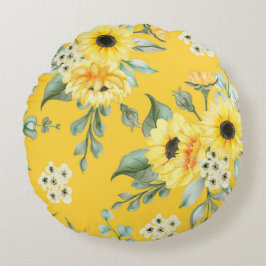 Mooie bloemrijke decoratieve opvallende  rond kussen