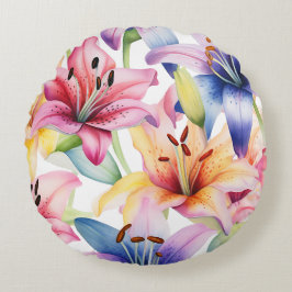 Mooie bloemrijke decoratieve opvallende  rond kussen