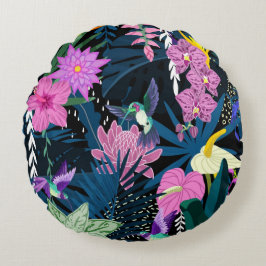 Mooie bloemrijke decoratieve opvallende  rond kussen