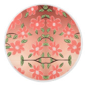 Mooie Bloemrijke kabinetstrekkracht Keramische Knop (Voorkant)