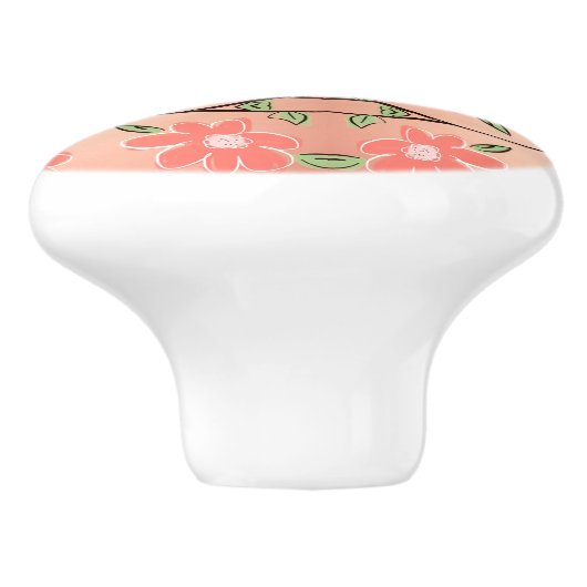 Mooie Bloemrijke kabinetstrekkracht Keramische Knop (Zijkant)