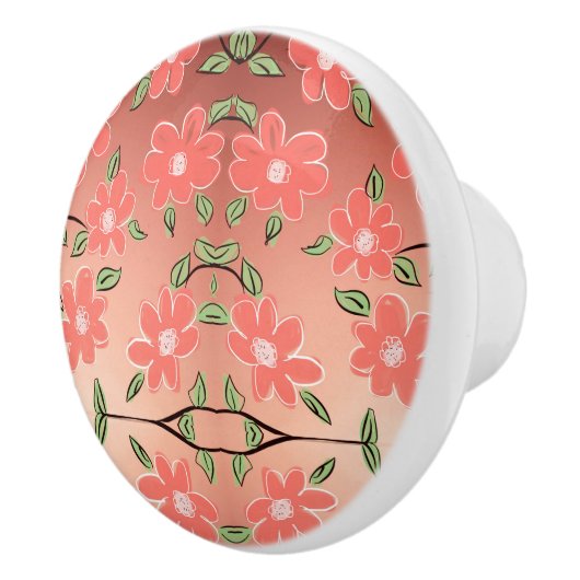 Mooie Bloemrijke kabinetstrekkracht Keramische Knop (Rechts)