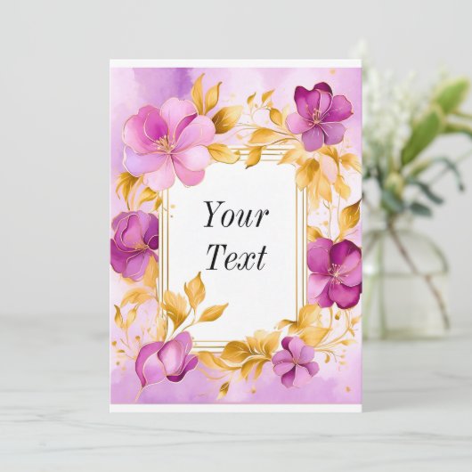 Mooie bloemrijke lijst kaart (Staand voorkant)