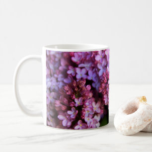 Mooie bloemrijke mok 11 oz met lila kunstwerk