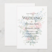 Mooie bloemrijke neutrale elegante trouw  kaart (Voorkant / Achterkant)