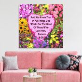 MOOIE BLOEMRIJKE ROMEINEN 8:28 BIJBELVERS CANVAS AFDRUK (Insitu (Woonkamer))