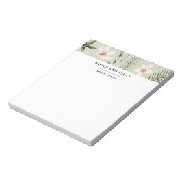 Mooie Bloemrijke Waterverf Groene Goud Patroon Notitieblok