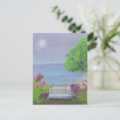 Mooie bloemrijke zitruimte aan zee briefkaart (Staand voorkant)