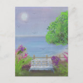 Mooie bloemrijke zitruimte aan zee briefkaart (Voorkant)