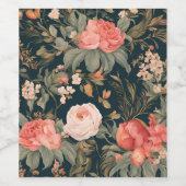 Mooie bloemrozen bloemen wijn etiket (Enkel label)
