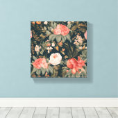 Mooie bloemrozen bloemschildering canvas afdruk (Insitu (Houten vloer))