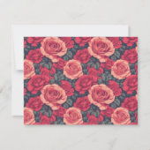 Mooie bloemrozen bruiloft RSVP kaart (Achterkant)