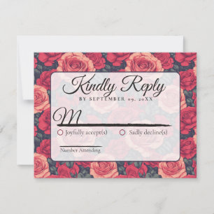 Mooie bloemrozen bruiloft RSVP kaart