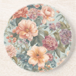 Mooie bloemschildering met bloemen in vintage stij zandsteen onderzetter