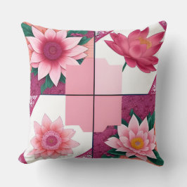Mooie bloemschildering met roze bloemen kussen