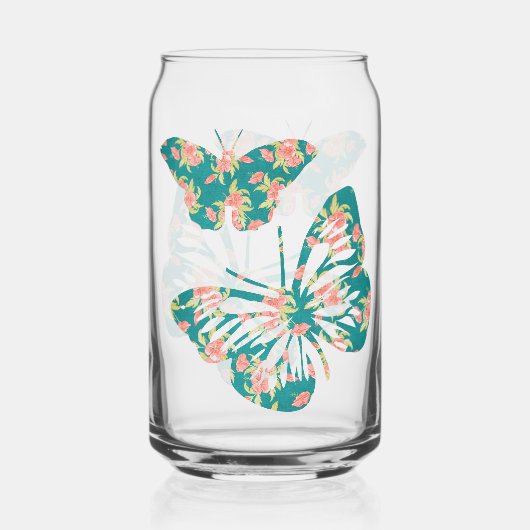 Mooie bloemvlinders blikvorm glas (Voorkant)