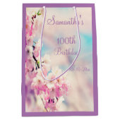 Mooie bloesem 100th Birthday Party Medium Cadeauzakje (Voorkant)