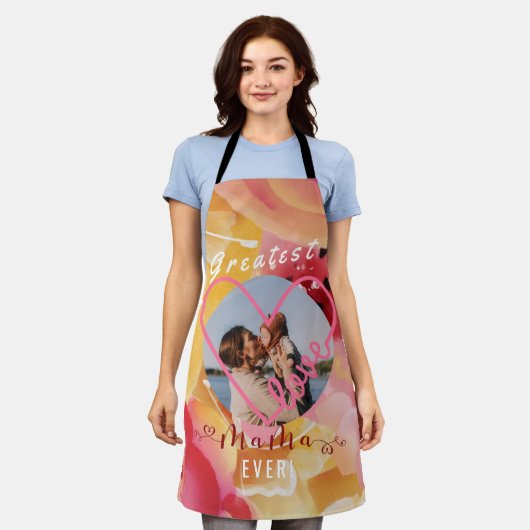 Mooie bloesem "Beste mama ooit" Schort (Gedragen)