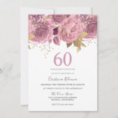 Mooie bloesem en gouden 60ste verjaardag kaart (Voorkant)