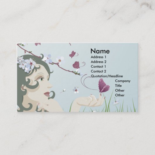 mooie bloesem en vlinders visitekaartje (Voorkant)