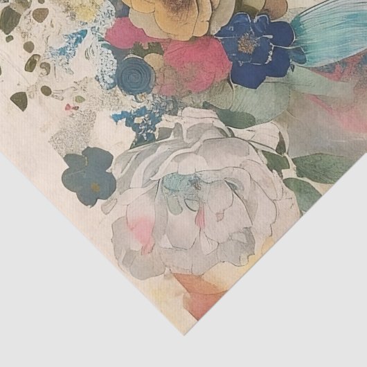 Mooie Bloesem Vrouw Collage Decoupage Tissuepapier (Detail)